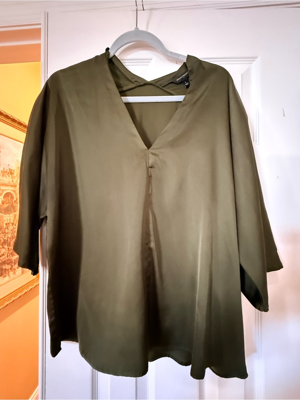 Banana Republic Olive Green V-Neck Relaxed Blouse